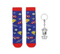 1 Stück Metall Racing Schlüsselanhänger Geschenk, 1 Paar Rennsocken, Kreative Autoschlüssel Ornamente, Schweißabsorbierende Sportsocken, Geburtstagsgeschenk Für Freund.