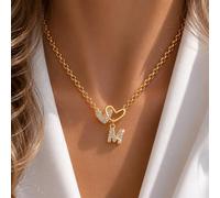 1 Stück minimalistische Unendlichkeits-Symbol-Anfangsbuchstabe Gold Edelstahl Perlenkette Halskette, für Damen