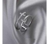 1 Stück minimalistischer, mehrschichtiger Kreuz-Kronen-Design Verstellbarer offener Ring, einzigartig & vielseitig