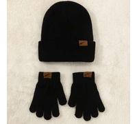 1 Stück minimalistisches einfarbiges diagonal gestreiftes Lederflicken Hut & Handschuhe Set