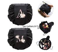 1 Stück, Modische Damen Kosmetiktasche mit Kordelzug, große Kapazität Kosmetiktasche, tragbare Kordelzug Packung mit Blumen- und Buchstabendruck, perf