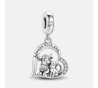1 Stück modischer funkelnder herzförmiger Kuh Mutter & Kind Anhänger Perle Deko, geeignet für Frauen Armband DIY Schmuck