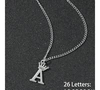 1 Stück modischer, personalisierter Edelstahl-Kronen-Anhänger mit 26 Buchstaben, Initialen-Halskette, geeignet als Geschenk für Studenten und Freunde,