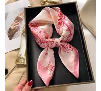 1 Stück Modischer und frischer Polyester-Schal für Frauen mit rosafarbenem Muster, quadratischer Schal, elegantes Kopftuch, Haarband, ideal, um Dein A