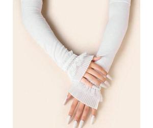 1 Stück neue modische Hochzeits-/Feiertags-Schleier, leichte, fingerlose, lange, elegante Mesh-Handschuhe