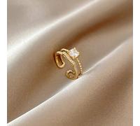 1 Stück Nischen Retro europäischer und amerikanischer Stil doppelschichtiger CZ-Steinring mit luxuriösem Gefühl