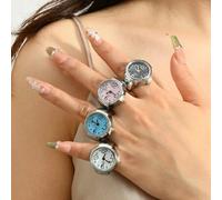 1 Stück personalisierte Mini kreative Uhr in verschiedenen Stilen, frei kombinierbar und passend, digitale ausgefallene silberne Armband Stimmungsuhr,