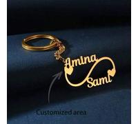 1 Stück personalisierte Paar-Schlüsselanhänger mit 2 Namen, Schlüsselringe für Frauen, Modeschmuck mit Liebesbrief, Edelstahl Accessoires, graviert, e