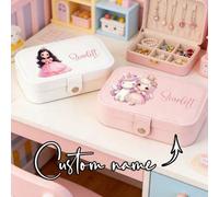 1 Stück personalisierte Prinzessin Schmuckschatulle mit anpassbarem Namen, kreativem Muster und Namen, Reißverschluss-Design, kann Ringe und Halskette