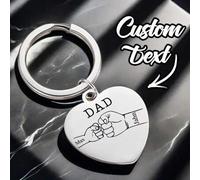 1 Stück personalisierter Namens-Schlüsselanhänger für Papa, Vatertagsgeschenk, personalisierter herzförmiger Schlüsselanhänger mit den Namen von Sohn