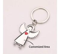 1 Stück personalisierter Schutzengel Herz-förmiger Schlüsselanhänger - individualisierbar mit Namensinitialen und Zitaten. Ein süßer Zink-Legierungs-S