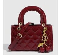 1 Stück PU-Leder Tasche, horizontale burgunderrote Handtasche für Frauen, vielseitige neue sommerliche lackierte gesteppte Shopper Tasche, strukturier