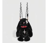 1 Stück Punk-Stil Dunkel Kreuz Kaninchen Rucksack, eine Studenten Halloween Umhängetasche, ein Punk Nieten Halskette Dekorationspuppe Tasche, geeignet