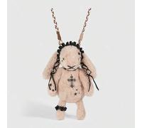 1 Stück Punk-Stil Dunkel Kreuz Kaninchen Rucksack, eine Studenten Halloween Umhängetasche, ein Punk Nieten Halskette Dekorationspuppe Tasche, geeignet