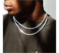 1 Stück Quadratförmige Halskette/armband Mit Eingelegtem Diamant, Super Blitz, Punk, Gothic-stil, Geeignet Für Männer Und Frauen, Neutral Für Hip-hop-