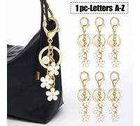 1 Stück rosa 26 Buchstaben Blumen Taschenanhänger, Schlüsselanhänger Anhänger, Taschendekoration, süßes florales Buchstaben Accessoire, geeignet als k