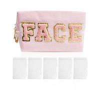 1 Stück rosa Kosmetiktasche, 5 transparente Schmucktaschen, Cord-Kosmetiktasche, Mädchen-Kosmetiktasche, süße Kosmetiktasche, geeignet für Reisen und Geschenke