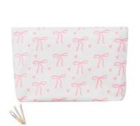1 Stück Rosa Schleife Schminktasche, Kleine Schminktasche, wasserdichte Cord Kosmetiktasche mit Reißverschluss, Ästhetischer Reise Toilettentaschenorganizer