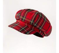 1 Stück rot-grün karierter Retro Britischer Stil Barett, hochwertige Herbst/Winter Künstlermütze, achteckige Zeitungsjungenmütze, Street Snap
