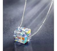 1 Stück S925 Sterling Silber Aurora Würfel Anhänger Halskette, zarter & süßer kubischer Anhänger Halskette, minimalistischer luxuriöser vielseitiger z