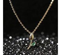 1 Stück S925 Sterling Silber Zirkonia eingelegter Tulpen Anhänger Halskette, süß & niedlich Rose Blumen minimalistisch zarte Schlüsselbein Kette, geei