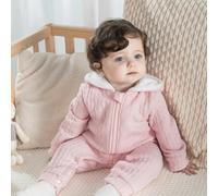 1 Stück Säuglings Mädchen's süßer und modischer Jumpsuit mit Reißverschluss aus dickem strukturiertem Stoff