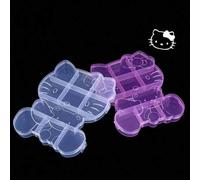 1 Stück Sanrio Hello Kitty süße Schmuckbox für Frauen, Kunststoffmaterial mit mehreren Fächern, geeignet zum Aufbewahren von Halsketten, Ohrringen, Ri