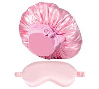 1 Stück Schlafender Haardeckel, 1 -Stück Schlafende Augenmaske, Rosa Schlafender Anzug, Fester Farbe Satin Seidenhut, Weiche Schattierende Augenmaske, Klassischer Haarpflegemittel Hut