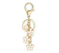 1 Stück Schlüsselanhänger mit rosa Blume und Buchstabe A-Z für Damen, minimalistischer Blumenschmuck für Tasche, Rucksack, Auto-Schlüssel, Urlaubsgesc