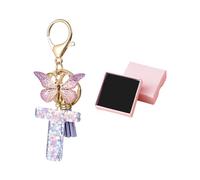 1 Stück Schmetterlings-Buchstaben-Schlüsselanhänger, 1 Stück Geschenkbox, Bunter Buchstaben-Schlüsselanhänger, Quasten-Anhänger-Schlüsselanhänger, Damen-Schlüsselanhänger