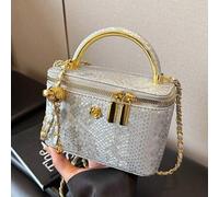 1 Stück schwarze vielseitige Handtasche im Lässig-Stil, quadratisch, modisches besticktes kariertes Gewebe, geeignet für Büro, Handy, Lippenstift, Mün