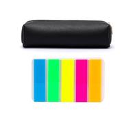 1 Stück Schwarzes Federmäppchen, 1 Satz Indexaufkleber, Federmäppchen Schwarz, Federmäppchen Für Erwachsene, Federmäppchen Aus Leder, Kleines Federmäppchen, Mini-Federmäppchen