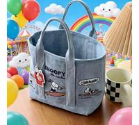 1 Stück Snoopy bestickter japanischer Leinwand-Tragetasche, geeignet für tägliche Fahrten, Arbeit, Einkaufen, Campus-Aufbewahrung, kann auch als Gesch