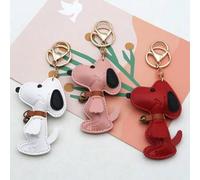 1 Stück Snoopy Hund PU Gepäckanhänger, kreative Paar Glocke Hund Auto Schlüsselanhänger, hochwertiger Lederanhänger, Weihnachtsstrumpf Füller, Weihnac