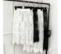 1 Stück Spitzenrock, eleganter weißer/schwarzer Midi-Rock aus Spitze und transparentem Tüll, Damen Hoher Bund Strandrock zum Bedecken des Pos, elastis