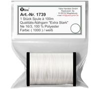 1 Stück Spule a. 100m Qualitäts - Nähgarn, Extra-Stark, Farb-Nr.1000 weiß, Ne 16/3, 100% Polyester für die Nähmaschine Garn, (0,06 € / m), 1739