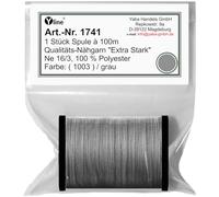 1 Stück Spule a. 100m Qualitäts - Nähgarn, Extra-Stark, Farb-Nr.1003 grau, Ne 16/3, 100% Polyester für die Nähmaschine Garn, (0,06 € / m), 1741
