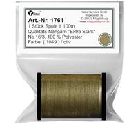1 Stück Spule a. 100m Qualitäts - Nähgarn, Extra-Stark, Farb-Nr.1049 oliv, Ne 16/3, 100% Polyester für die Nähmaschine Garn, sl, (0,06 € / m), 1761