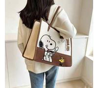 1 Stück süße Cartoon Snoopy Muster Leinwand Tragetasche, große Kapazität leichte Schultertasche, vielseitige Alltagstasche für Schule, Picknick, Reise