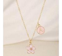 1 Stück süße Mode Fünfblatt Blume & Initialen Doppel-Anhänger Halskette für Kinder Mädchen Familie Freunde Neujahr Schmuckgeschenk für tägliche Dekora