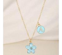 1 Stück süße Mode Fünfblatt Blume & Initialen Doppel-Anhänger Halskette für Kinder Mädchen Familie Freunde Neujahr Schmuckgeschenk für tägliche Dekora