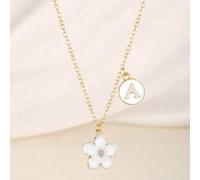 1 Stück süßer modischer Halskette mit Fünfblatt-Blume & Anfangsbuchstabe-Buchstaben Doppelanhänger für Kinder Mädchen Familie Freunde Neujahrsschmuckg