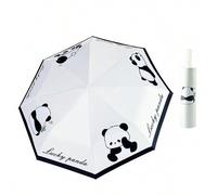 1 Stück süßer Panda Grafik vollautomatischer Faltregenschirm, Sonnenschutz, wasserdicht, UV-Schutz, tragbar für unterwegs