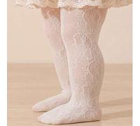 1 Stück super dünner Baby Mädchen Prinzessin Beige Bodysuit-Leggings, Blumen Hohlmesh atmungsaktiv und bequem, weiche hautfreundliche Mesh Strumpfhose