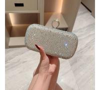 1 Stück Tasche "Mondscheinabend", silberner Luxus-Strass-Dekor Metall-Kettenschultergurt, elegante Mini-Quadrat-Abendtasche, geeignet für Hochzeiten,