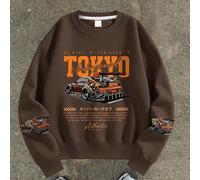 1 Stück Teenager Jungen Rennwagen-Element Sweatshirt, bequem, Frühling Herbst Outdoor Treffen & personalisierter Stil