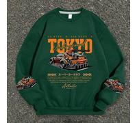 1 Stück Teenager Jungen Rennwagen-Element Sweatshirt, bequem, Frühling Herbst Outdoor Treffen & personalisierter Stil