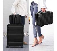 1 Stück tragbare Hartschalen-Kosmetiktasche 12 Zoll Mini Reisegepäck mit elastischen Bändern, Silber/Rosa/Schwarz, Hochzeits-Make-up-Reisegepäck