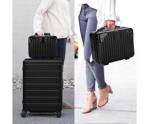 1 Stück tragbare Hartschalen-Kosmetiktasche 12 Zoll Mini Reisegepäck mit elastischen Bändern, Silber/Rosa/Schwarz, Hochzeits-Make-up-Reisegepäck
