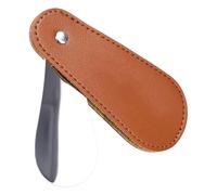 1 Stück tragbarer kleiner Schuhlöffel aus Metall, kompakter Reiseschuhlöffel aus Edelstahl, faltbarer Mini-Schuhlöffel, praktischer Schuhhelfer für Männer und Frauen (Braun)